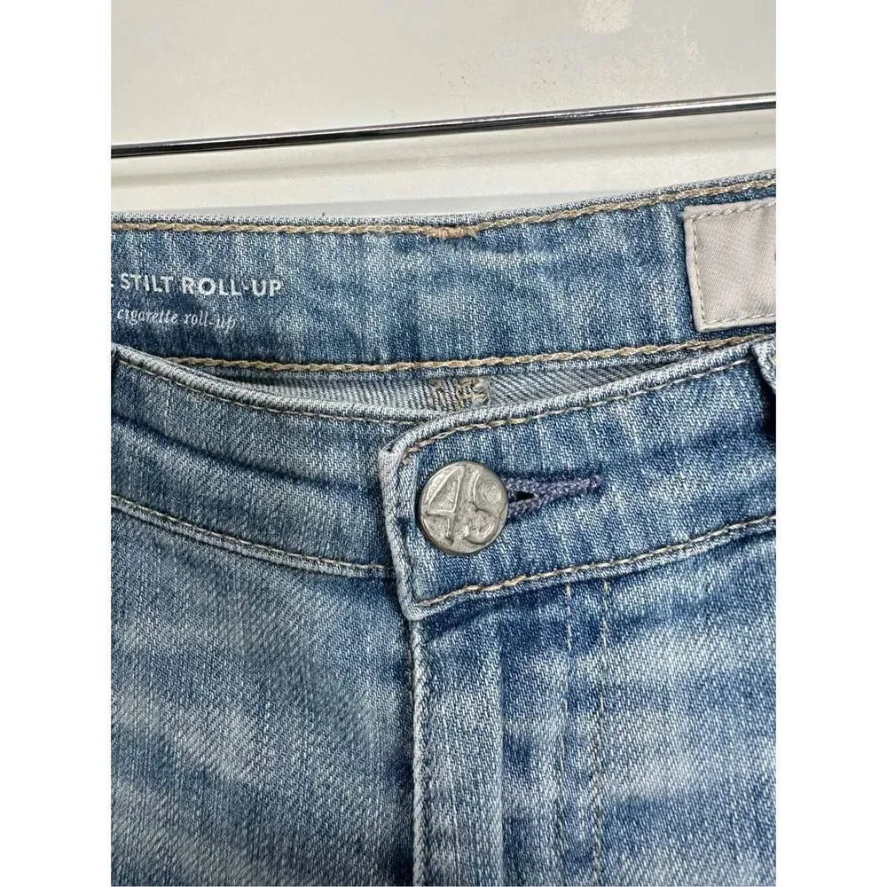 Adriano‎ Goldschmied Cigarette Roll-up Light Wash Distressed Jeans Size 27R